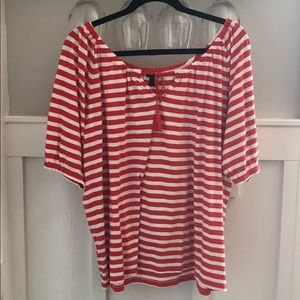 J Crew large blouse. Red and white stripes